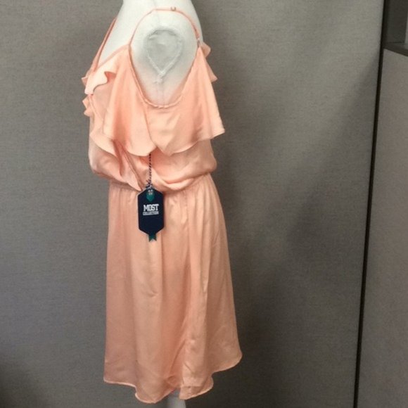 Most Collection Peach Thin Strap Ruffle Dress - Picture 2 of 5